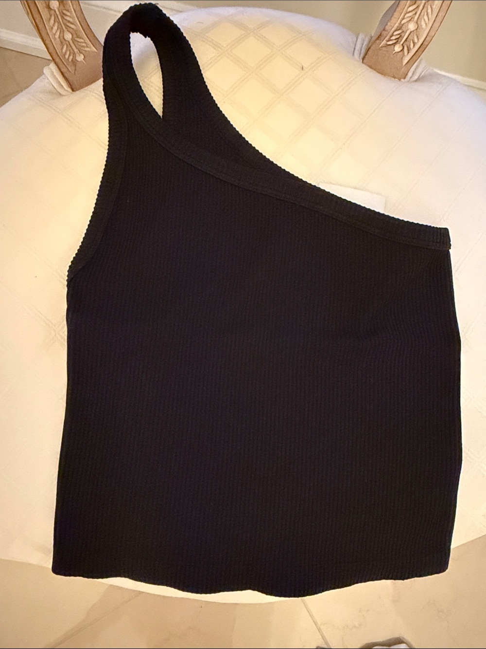 Nikibiki classic black One-Shoulder Ribbed Crop Top O/S NWT